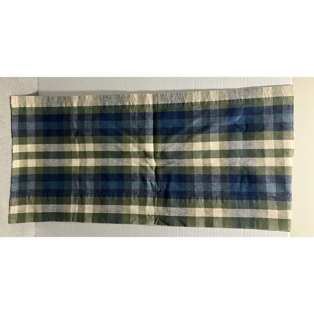 JCPenney Home Valance Bradley Stripe Plaid Valance Woven Cotton Blue Olive Green